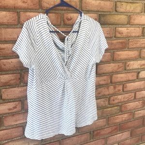 Maeve by Anthropologie, short sleeves, white with blue stripes